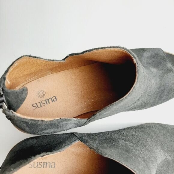 SUSINA | Carina Lea Genuine Suede Peep Toe Ankle Cut-Out Booties Sz 8.5 M - Picture 11 of 12